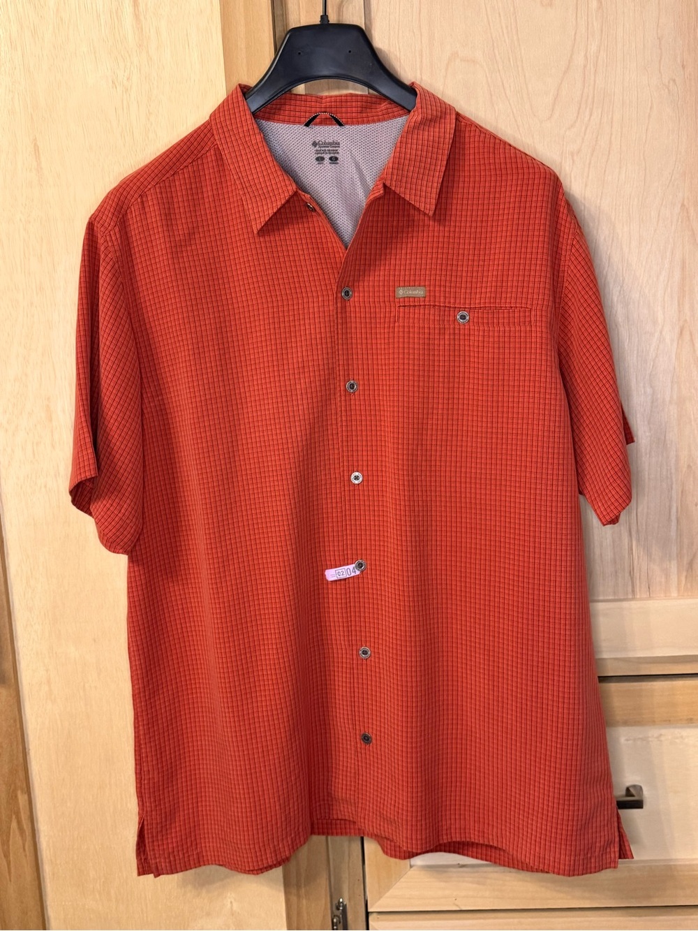 Columbia Men’s Short Sleeve Button-Down Shirt — Orange Red